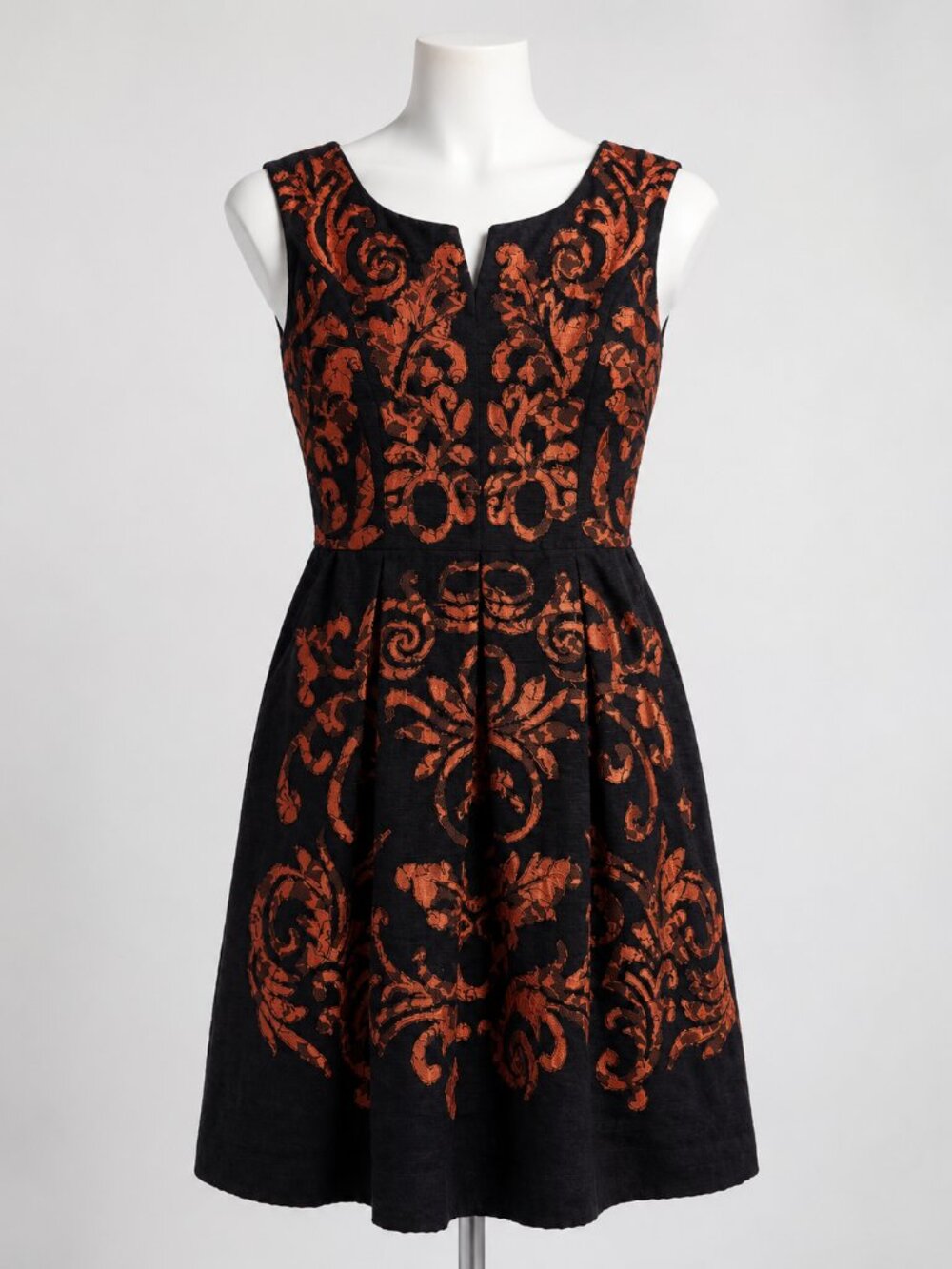 Yoana Baraschi for Antthropologie Black & Copper Brocade Cocktail Dress Size 10